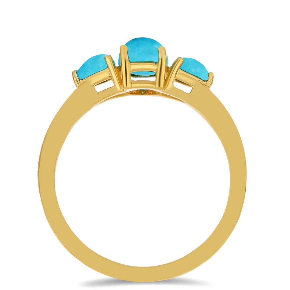 Pozlacené Stříbro 925/1000 - Prsten s Tyrkysem Sleeping Beauty - Karátové číslo: 1.05. přibližná hmotnost: 2.28 gramů 2 