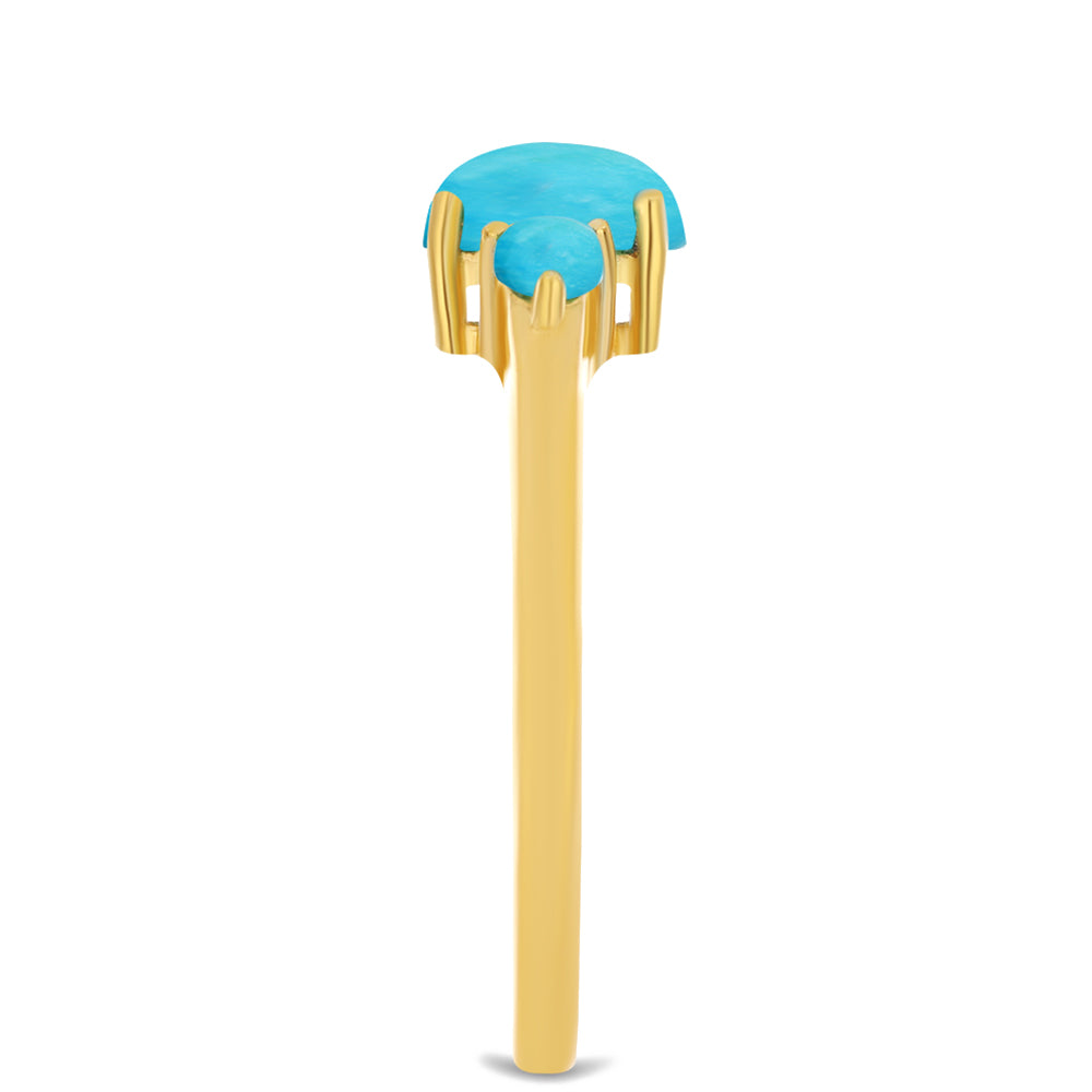 Pozlacené Stříbro 925/1000 - Prsten s Tyrkysem Sleeping Beauty - Karátové číslo: 1.05. přibližná hmotnost: 2.28 gramů 4 