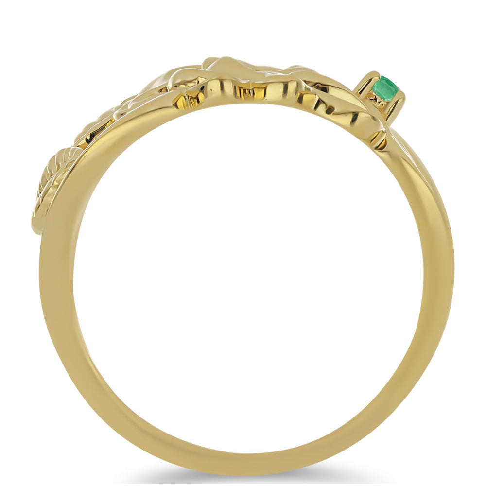 Pozlacené Stříbro 925/1000 - Prsten s Brazilským Smaragdem - Karátové číslo: 0.04. přibližná hmotnost: 3.8 gramů 2 
