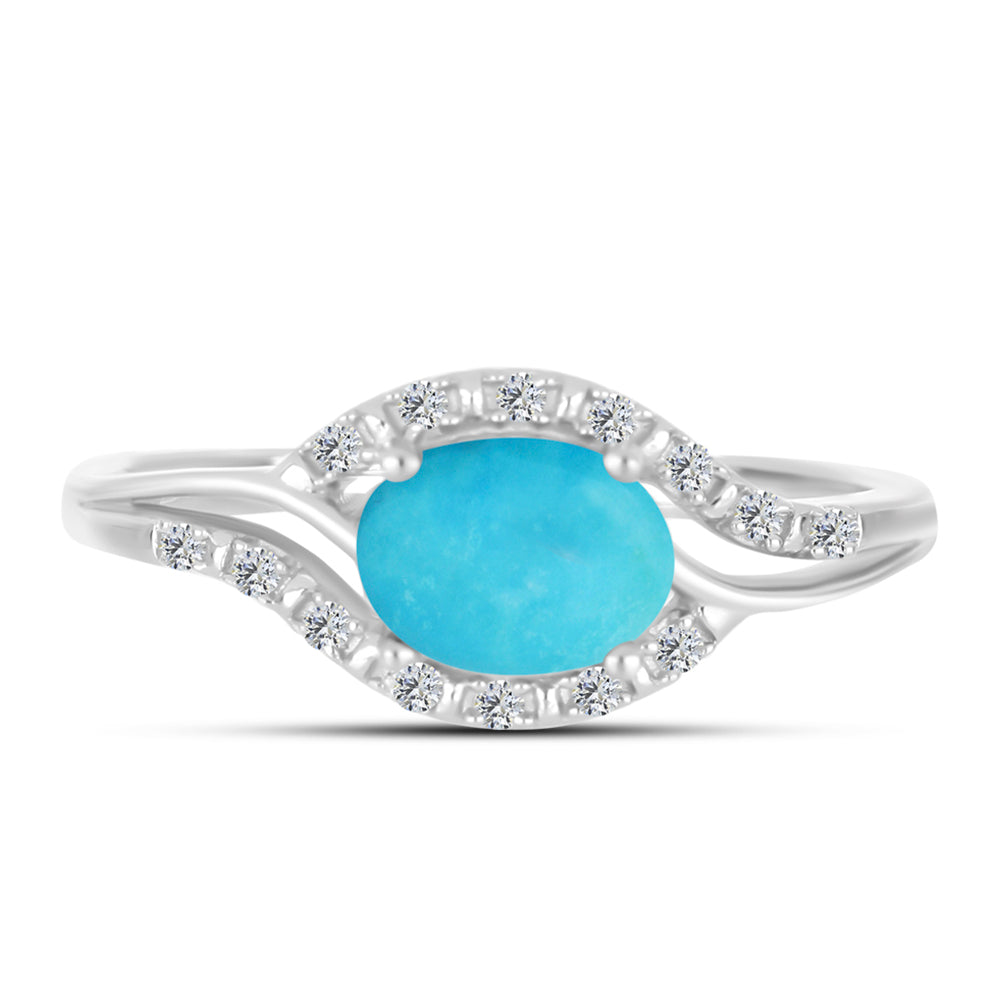 Stříbrný Prsten s Tyrkysem Sleeping Beauty a Bílým Zirkonem 1 