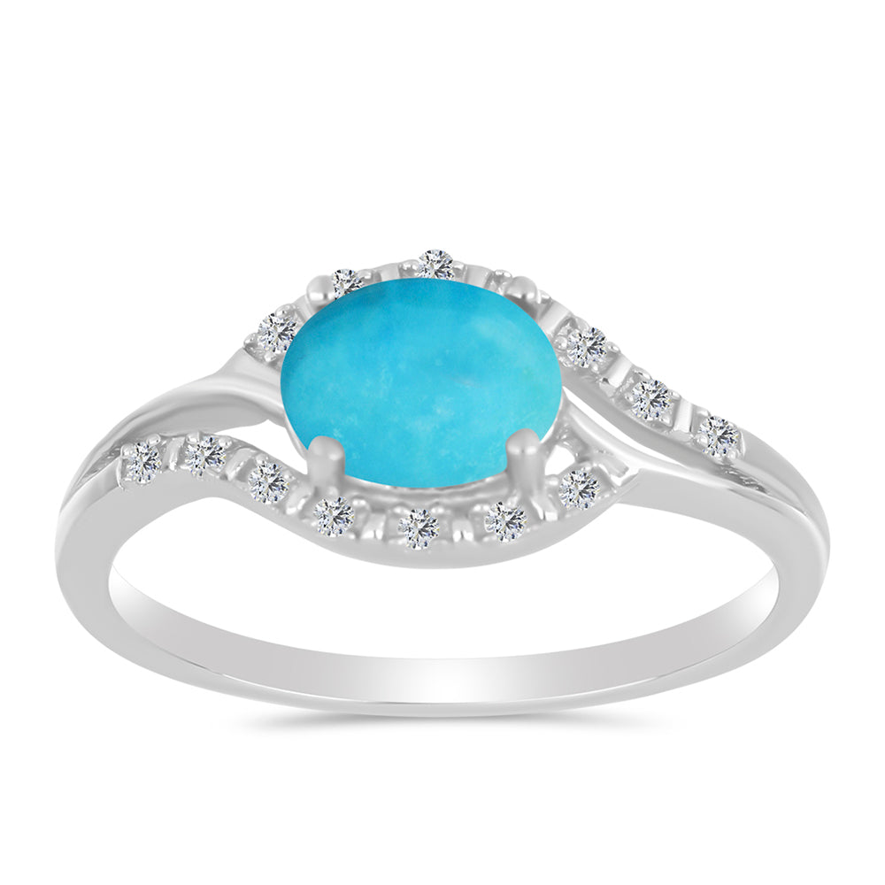 Stříbrný Prsten s Tyrkysem Sleeping Beauty a Bílým Zirkonem 3 