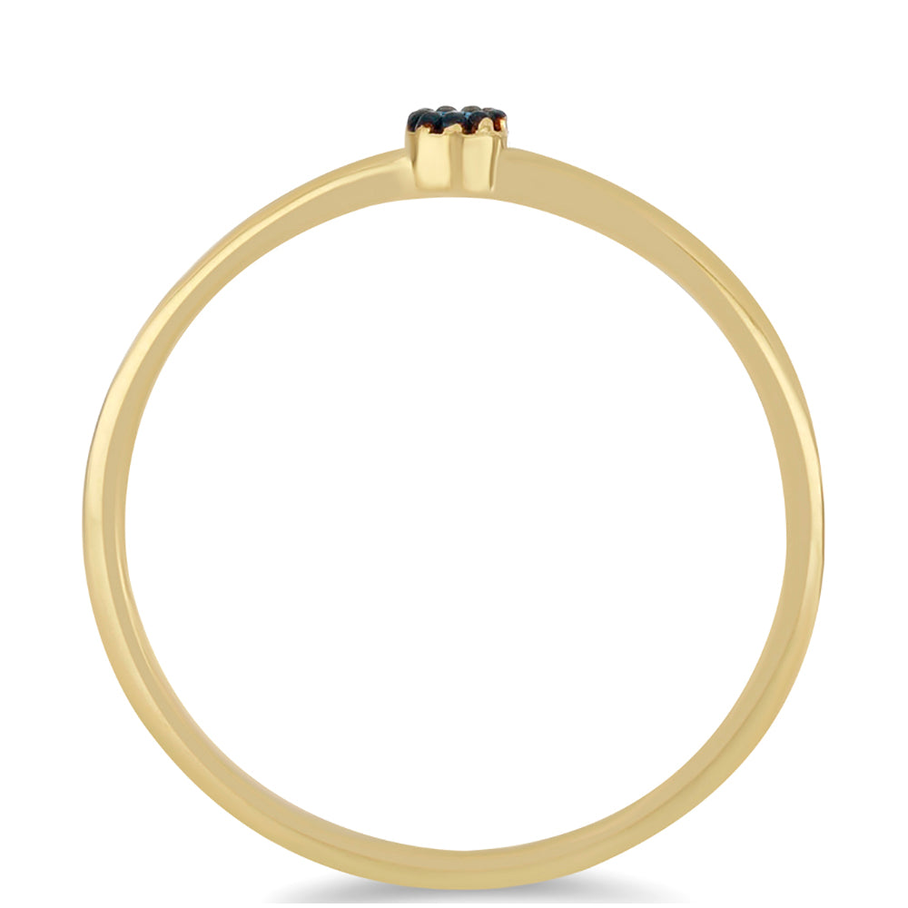 Pozlacené Stříbro 925/1000 - Prsten s Modrým Diamantem - Karátové číslo: 0.03. přibližná hmotnost: 1.64 gramů 2 