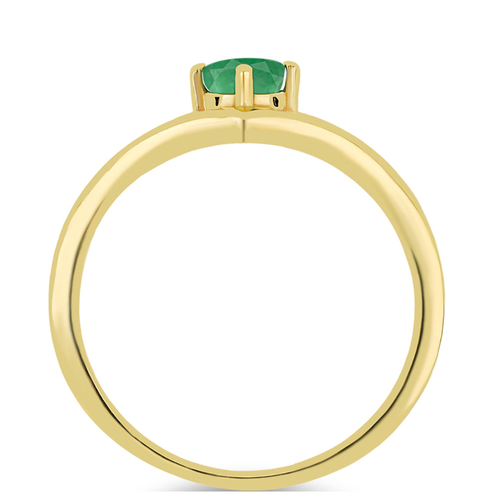 Pozlacené Stříbro 925/1000 - Prsten s Brazilským Smaragdem - Karátové číslo: 0.48. přibližná hmotnost: 2.55 gramů 2 