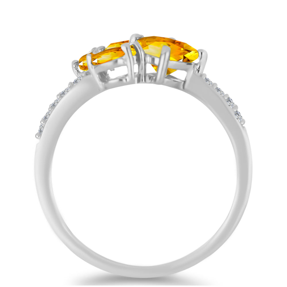 Stříbro 925/1000 - Prsten s Uralským Citrínem a Bílým Topazem - Karátové číslo: 1.61. přibližná hmotnost: 2.86 gramů 2 