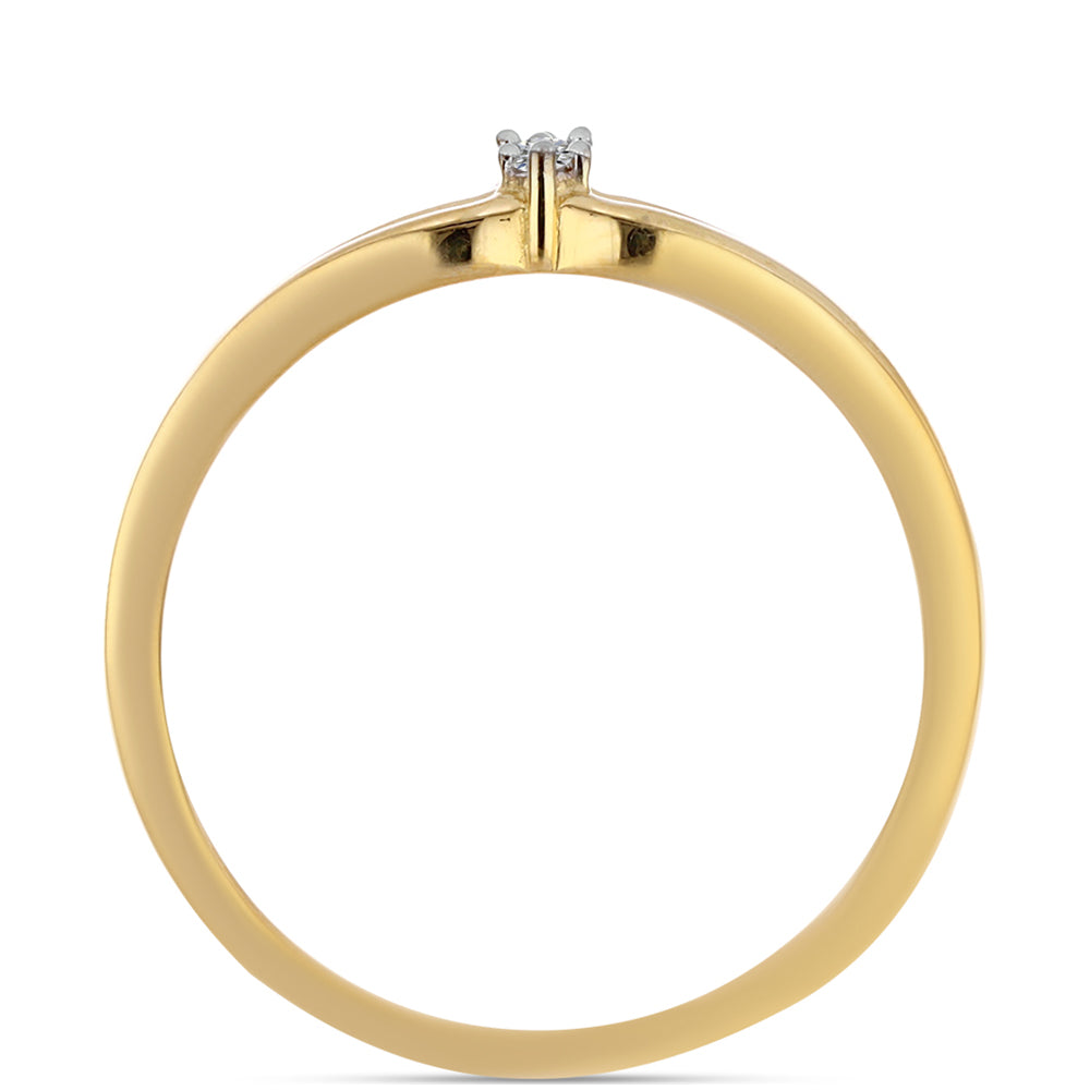 Pozlacené Stříbro 925/1000 - Prsten s Bílým Diamantem - Karátové číslo: 0.02. přibližná hmotnost: 2.25 gramů 2 