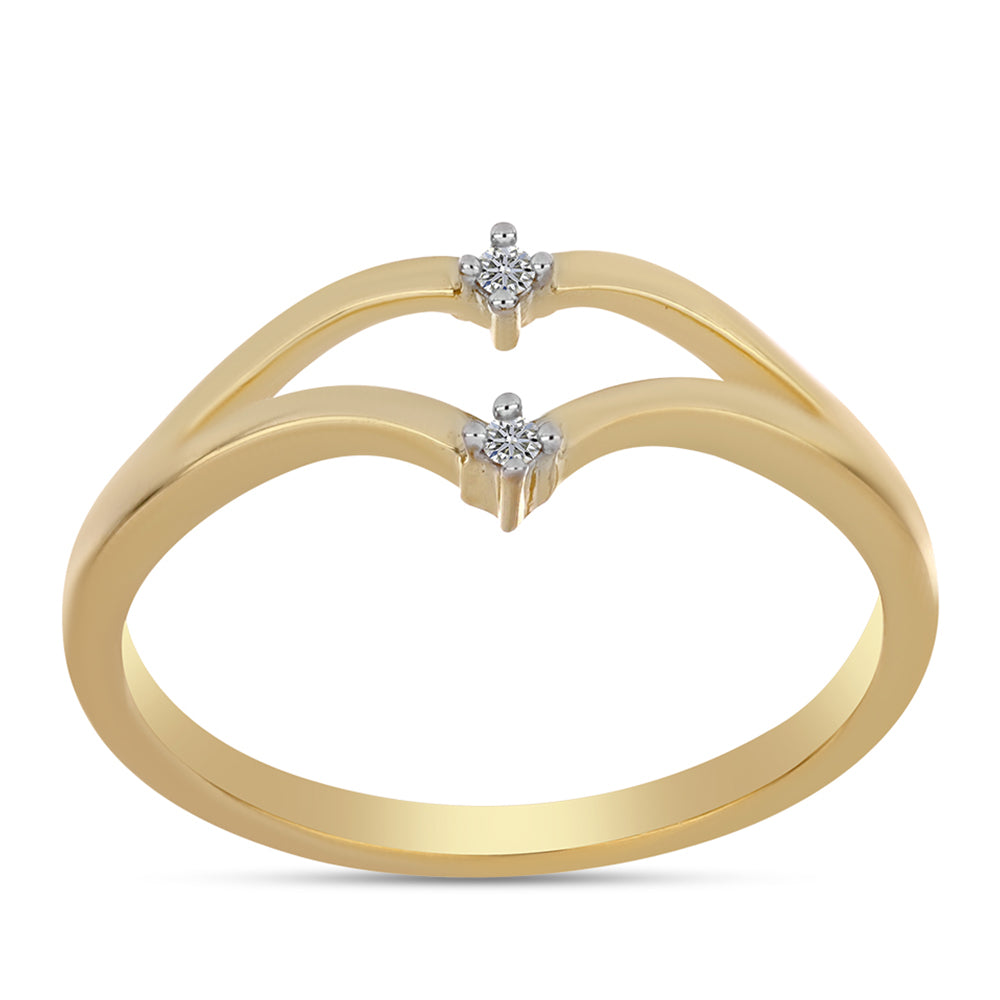 Pozlacené Stříbro 925/1000 - Prsten s Bílým Diamantem - Karátové číslo: 0.02. přibližná hmotnost: 2.25 gramů