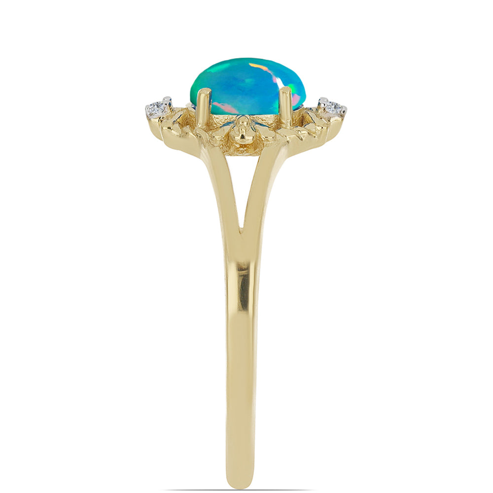 Pozlacený Stříbrný Prsten s Etiopským Opálem z Lega Dembi a Bílým Zirkonem 4 