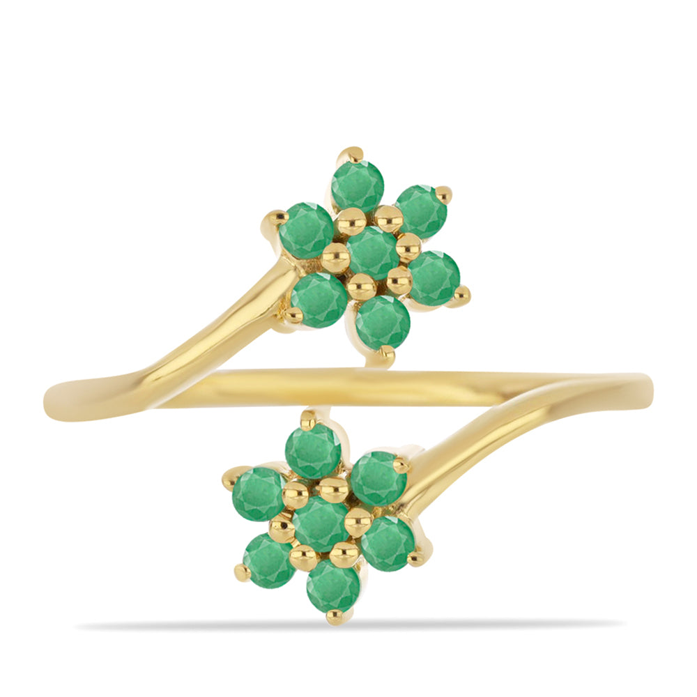 Pozlacený Stříbrný Prsten s Brazilským Smaragdem 1 