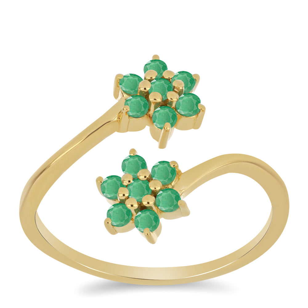 Pozlacený Stříbrný Prsten s Brazilským Smaragdem 3 