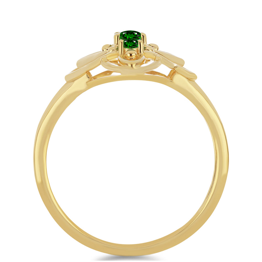 Pozlacené stříbro 925/1000 Prsten s Chromovým Diopsidem - Karátové číslo: 0.34. přibližná hmotnost: 3.13 gramů 2 