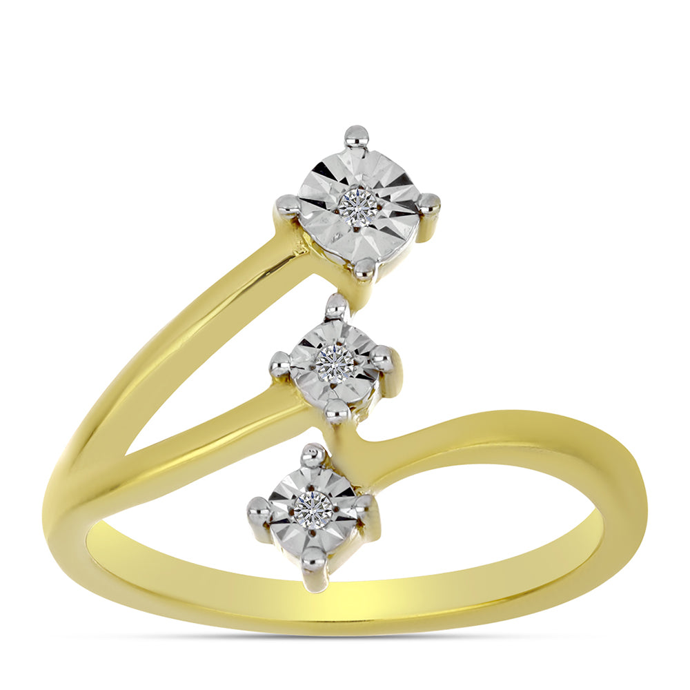 Pozlacený Stříbrný Prsten s Bílým Diamantem