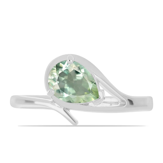 Stříbro 925/1000 - Prsten se Zeleným Ametystem - Karátové číslo: 1.01. přibližná hmotnost: 2.79 gramů