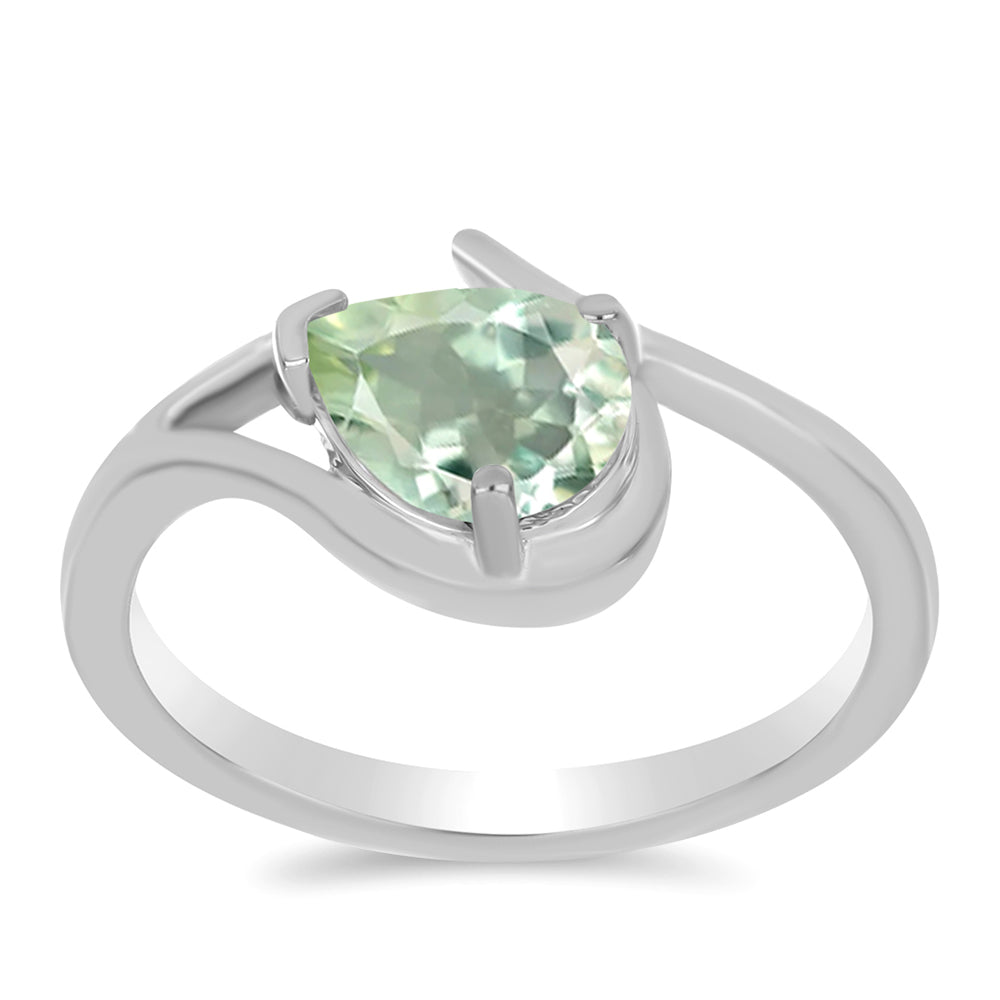 Stříbro 925/1000 - Prsten se Zeleným Ametystem - Karátové číslo: 1.01. přibližná hmotnost: 2.79 gramů