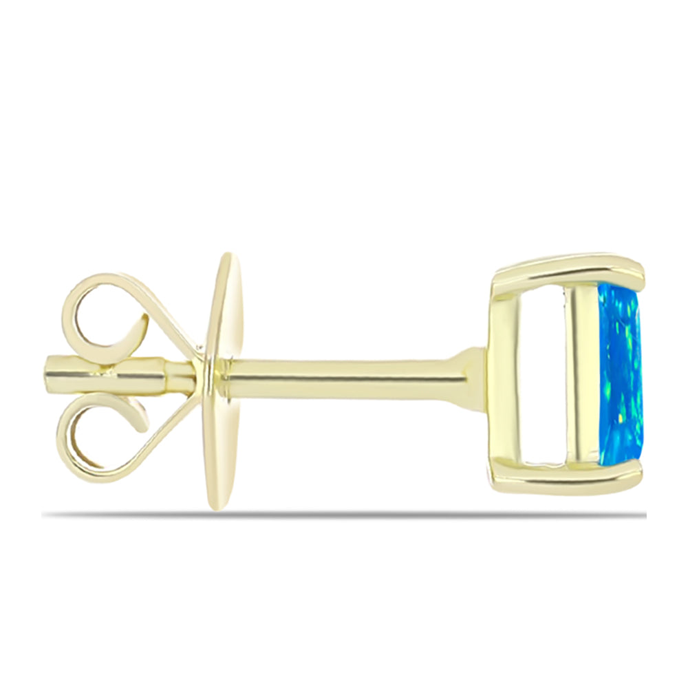 Pozlacené Stříbro 925/1000 - Náušnice s Etiopským Nebeským Opálem - Karátové číslo: 0.37. přibližná hmotnost: 1.22 gramů 2 