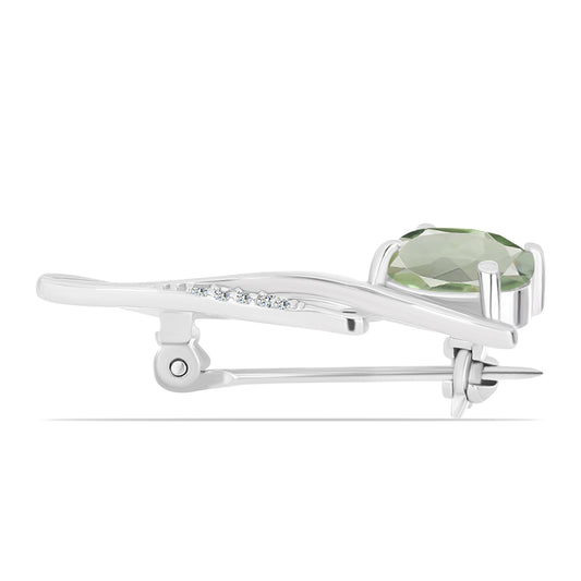 Stříbro 925/1000 - se Zeleným Ametystem a Bílým Topazem - Karátové číslo: 1.76. přibližná hmotnost: 2.51 gramů