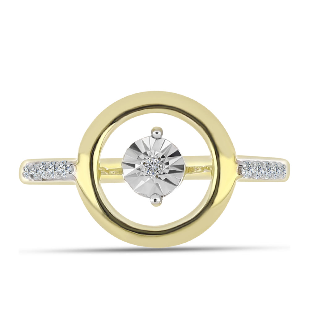 Pozlacené Stříbro 925/1000 - Prsten s Bílým Diamantem a Bílým Topazem - Karátové číslo: 0.1. přibližná hmotnost: 2.85 gramů 1 