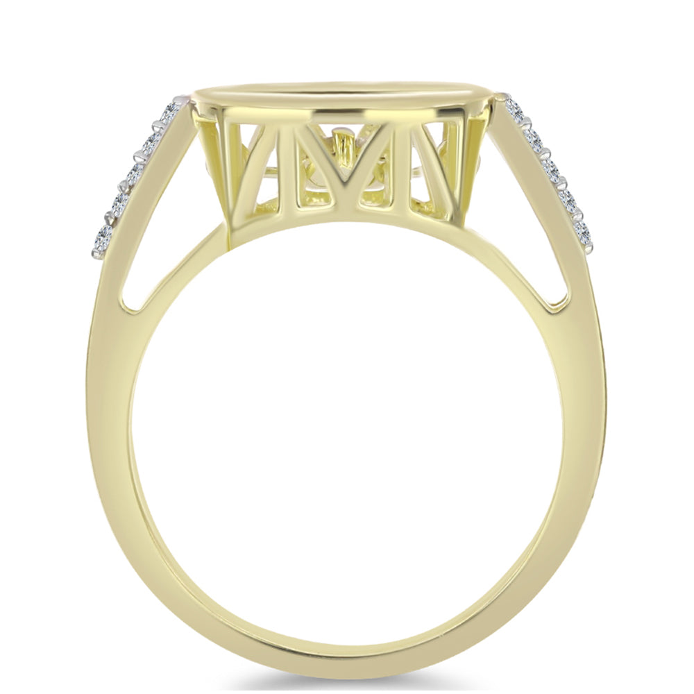 Pozlacené Stříbro 925/1000 - Prsten s Bílým Diamantem a Bílým Topazem - Karátové číslo: 0.1. přibližná hmotnost: 2.85 gramů