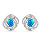 Pozlacené Stříbro 925/1000 - Náušnice s Etiopským Nebeským Opálem a Bílým Topazem - Karátové číslo: 2.02. přibližná hmotnost: 5.19 gramů