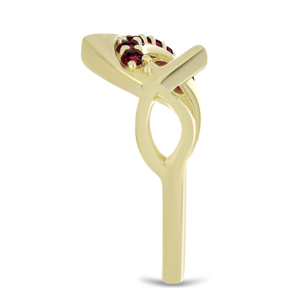 Pozlacené Stříbro 925/1000 - Prsten s Rhodolitovým Granátem - Karátové číslo: 0.4. přibližná hmotnost: 2.79 gramů 4 