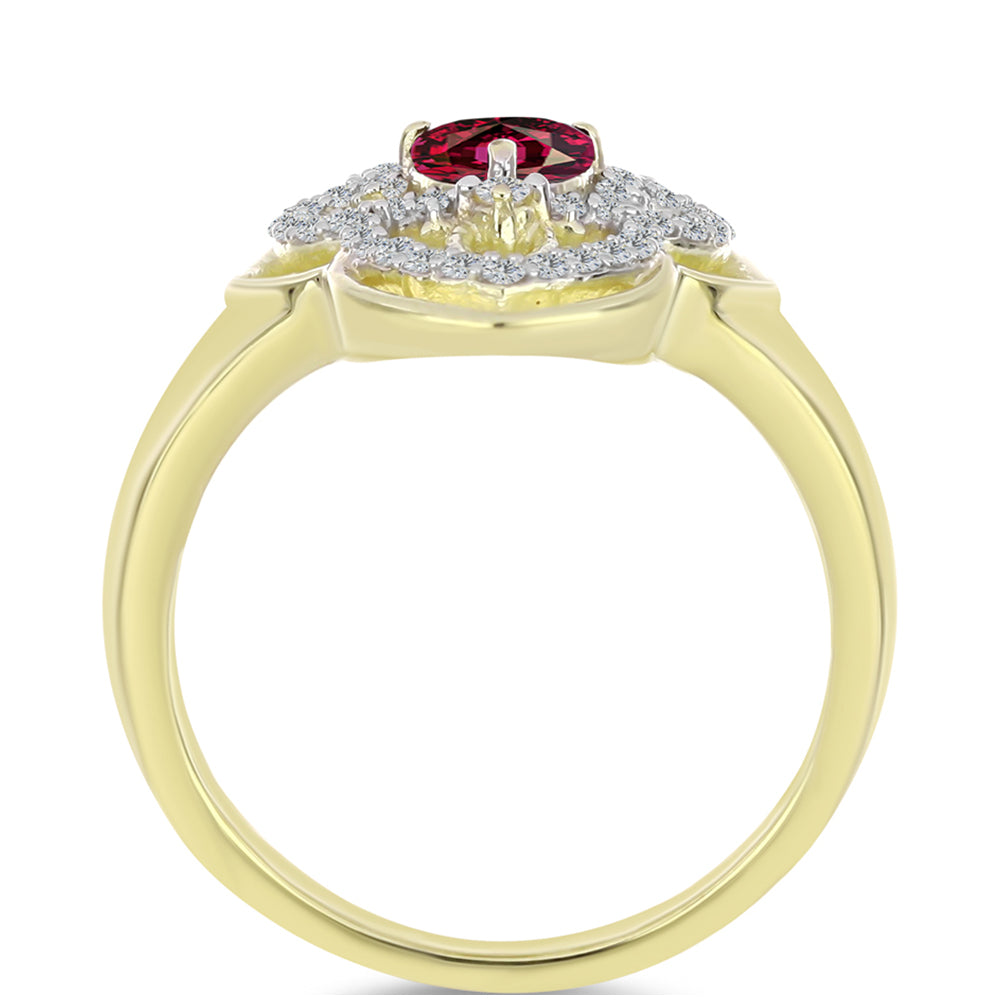 Pozlacené Stříbro 925/1000 - Prsten s Rhodolitovým Granátem a Bílým Topazem - Karátové číslo: 1.2. přibližná hmotnost: 3.46 gramů 2 