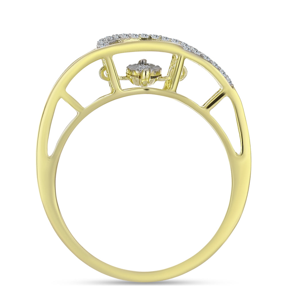 Pozlacené Stříbro 925/1000 - Prsten s Bílým Diamantem a Bílým Topazem - Karátové číslo: 0.17. přibližná hmotnost: 3.22 gramů 2 