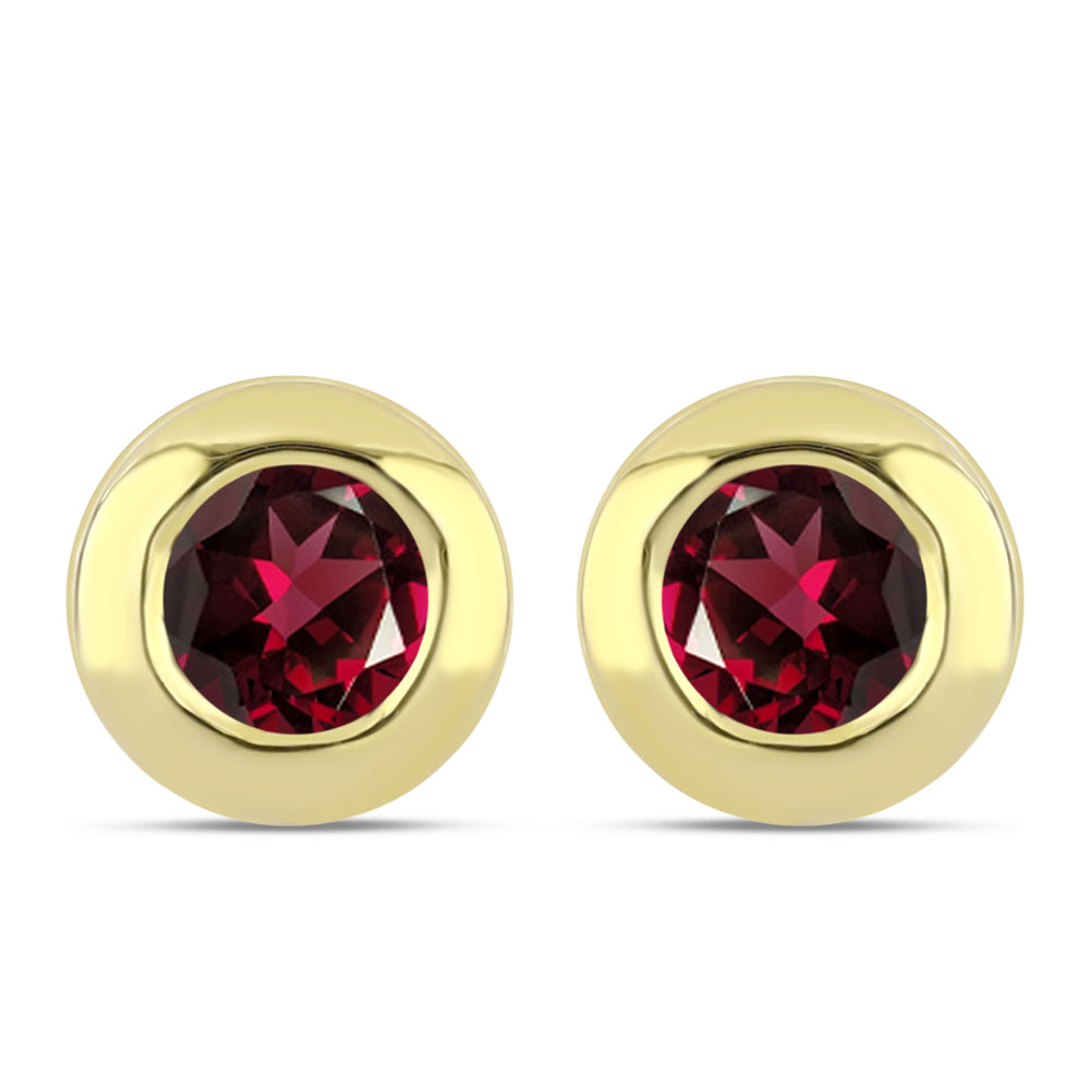 Pozlacené Stříbro 925/1000 - Náušnice s Rhodolitovým Granátem - Karátové číslo: 1.23. přibližná hmotnost: 2.26 gramů