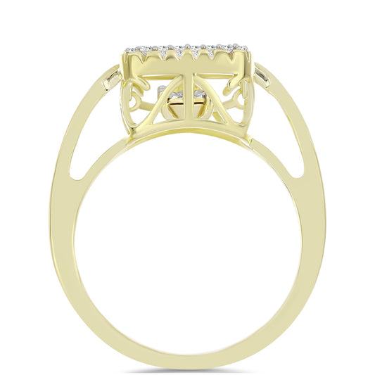 Pozlacené Stříbro 925/1000 - Prsten s Bílým Diamantem a Bílým Topazem - Karátové číslo: 0.23. přibližná hmotnost: 4.05 gramů