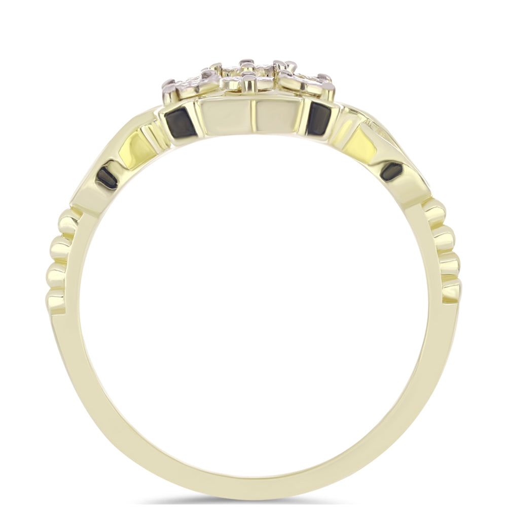 Pozlacené Stříbro 925/1000 - Prsten s Bílým Diamantem - Karátové číslo: 0.04. přibližná hmotnost: 3.25 gramů