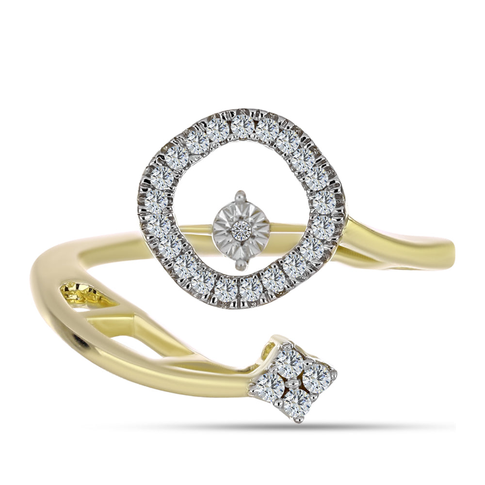 Pozlacené Stříbro 925/1000 - Prsten s Bílým Diamantem a Bílým Topazem - Karátové číslo: 0.27. přibližná hmotnost: 3.44 gramů 1 