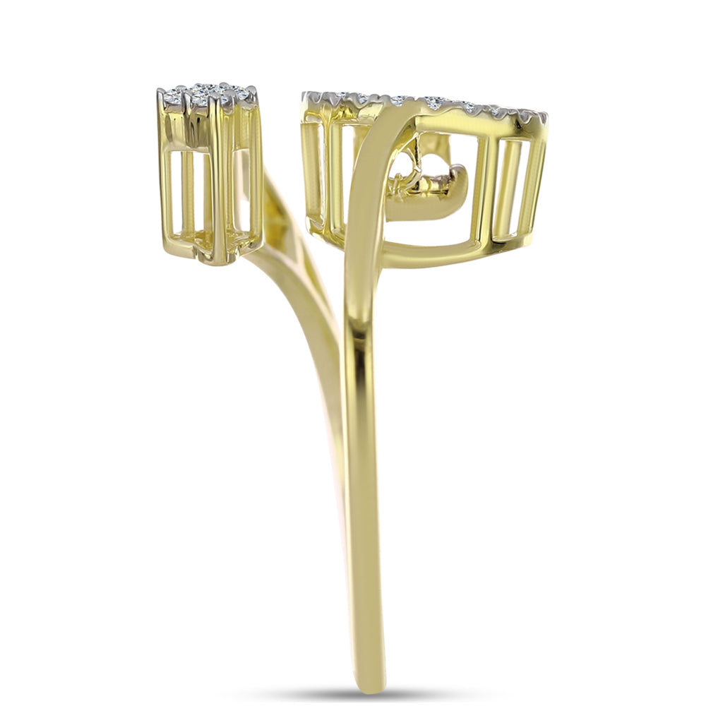 Pozlacené Stříbro 925/1000 - Prsten s Bílým Diamantem a Bílým Topazem - Karátové číslo: 0.27. přibližná hmotnost: 3.44 gramů 4 