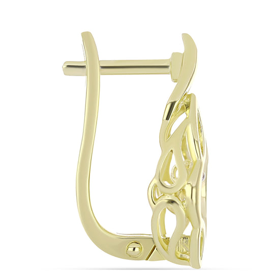 Pozlacené Stříbro 925/1000 - Náušnice s Bílým Diamantem - Karátové číslo: 0.01. přibližná hmotnost: 4.91 gramů