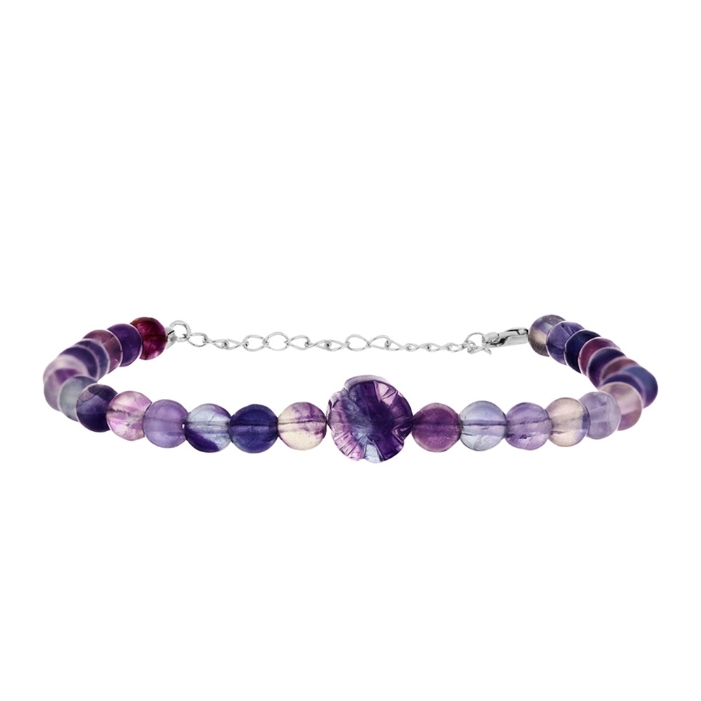 Stříbro 925/1000 - Náramek se Zebra Fluoritem - Karátové číslo: 61.82. přibližná hmotnost: 13.22 gramů 1 