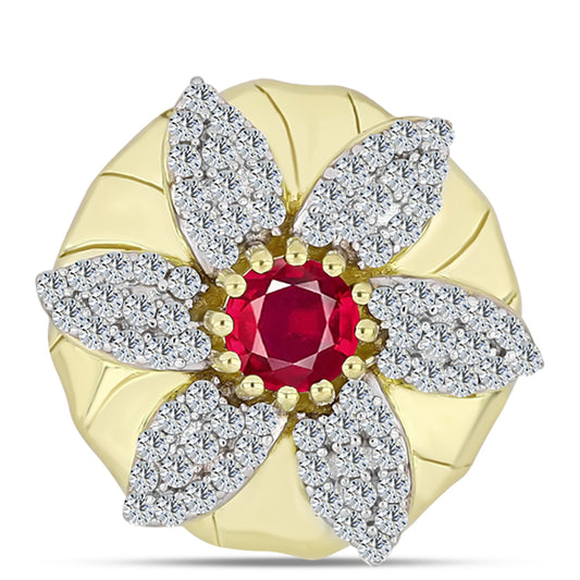 Pozlacené Stříbro 925/1000 - Přívěsek s Madagaskarským Rubínem a Bílým Topazem - Karátové číslo: 1.4. přibližná hmotnost: 4.77 gramů