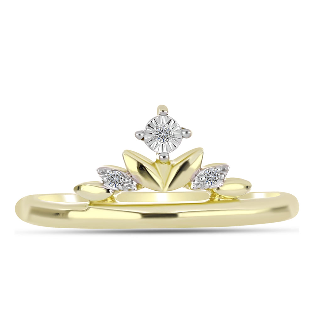 Pozlacené Stříbro 925/1000 - Prsten s Bílým Diamantem - Karátové číslo: 0.03. přibližná hmotnost: 2.35 gramů