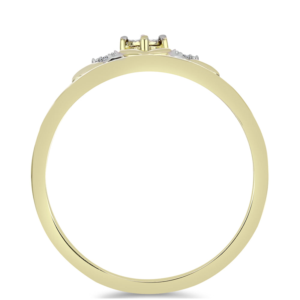 Pozlacené Stříbro 925/1000 - Prsten s Bílým Diamantem - Karátové číslo: 0.03. přibližná hmotnost: 2.35 gramů 2 