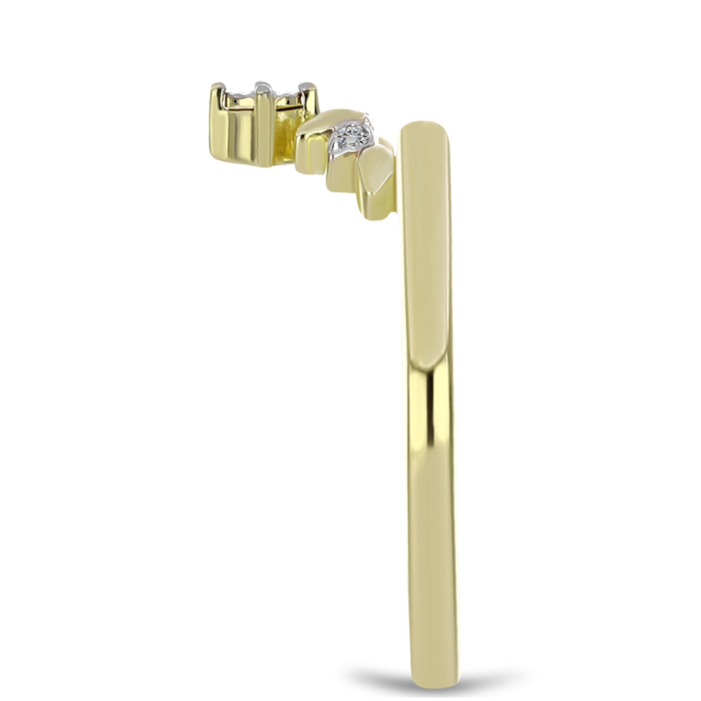 Pozlacené Stříbro 925/1000 - Prsten s Bílým Diamantem - Karátové číslo: 0.03. přibližná hmotnost: 2.35 gramů 4 