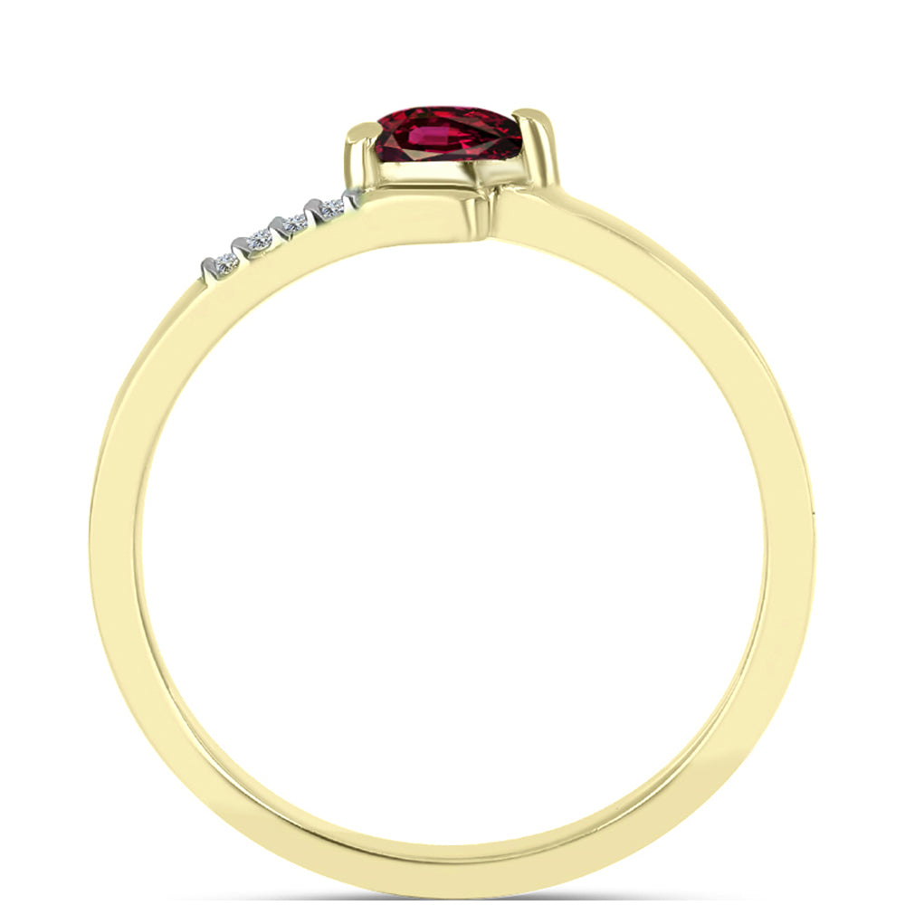 Pozlacené Stříbro 925/1000 - Prsten s Rhodolitovým Granátem a Bílým Topazem - Karátové číslo: 0.29. přibližná hmotnost: 1.51 gramů 2 