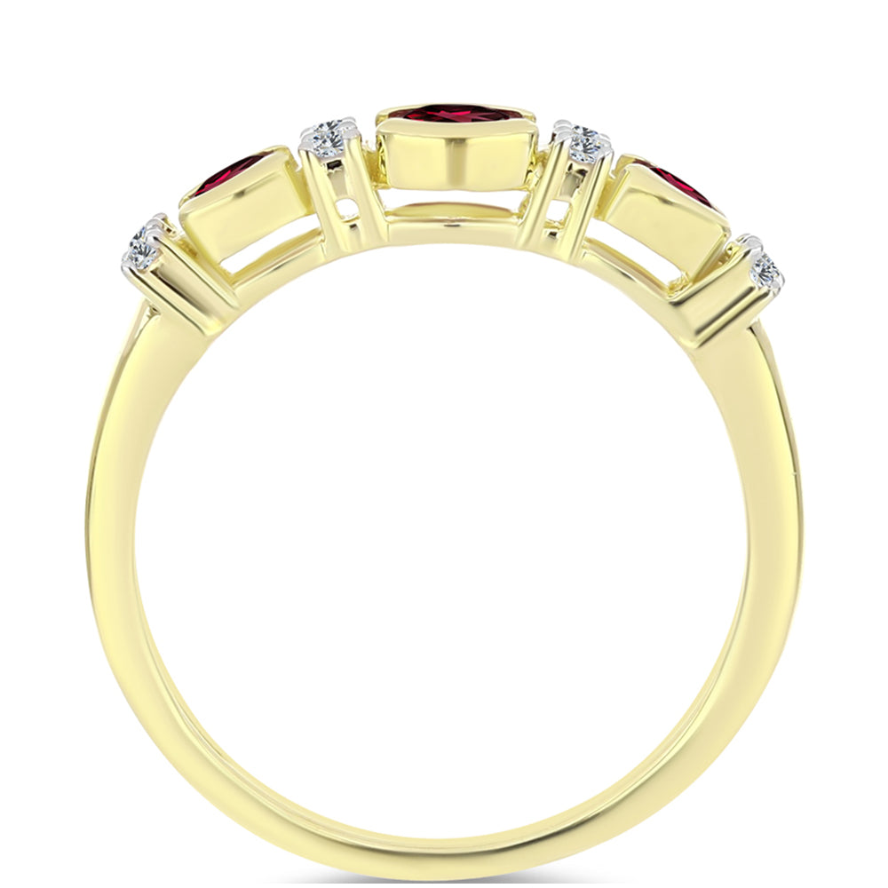 Pozlacené Stříbro 925/1000 - Prsten s Rhodolitovým Granátem a Bílým Topazem - Karátové číslo: 0.77. přibližná hmotnost: 2.07 gramů