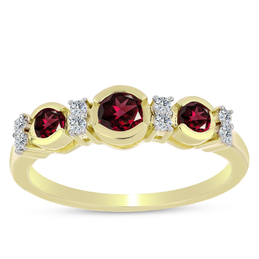 Pozlacené Stříbro 925/1000 - Prsten s Rhodolitovým Granátem a Bílým Topazem - Karátové číslo: 0.77. přibližná hmotnost: 2.07 gramů