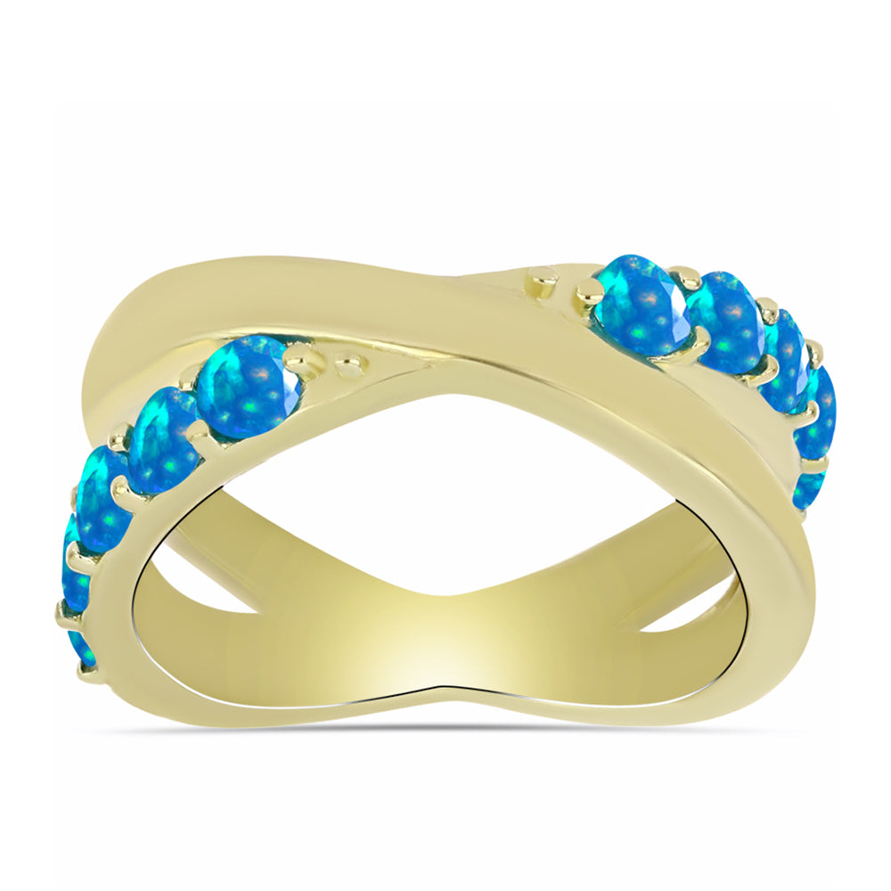 Pozlacené Stříbro 925/1000 - Prsten s Etiopským Nebeským Opálem - Karátové číslo: 0.7. přibližná hmotnost: 4.43 gramů 3 