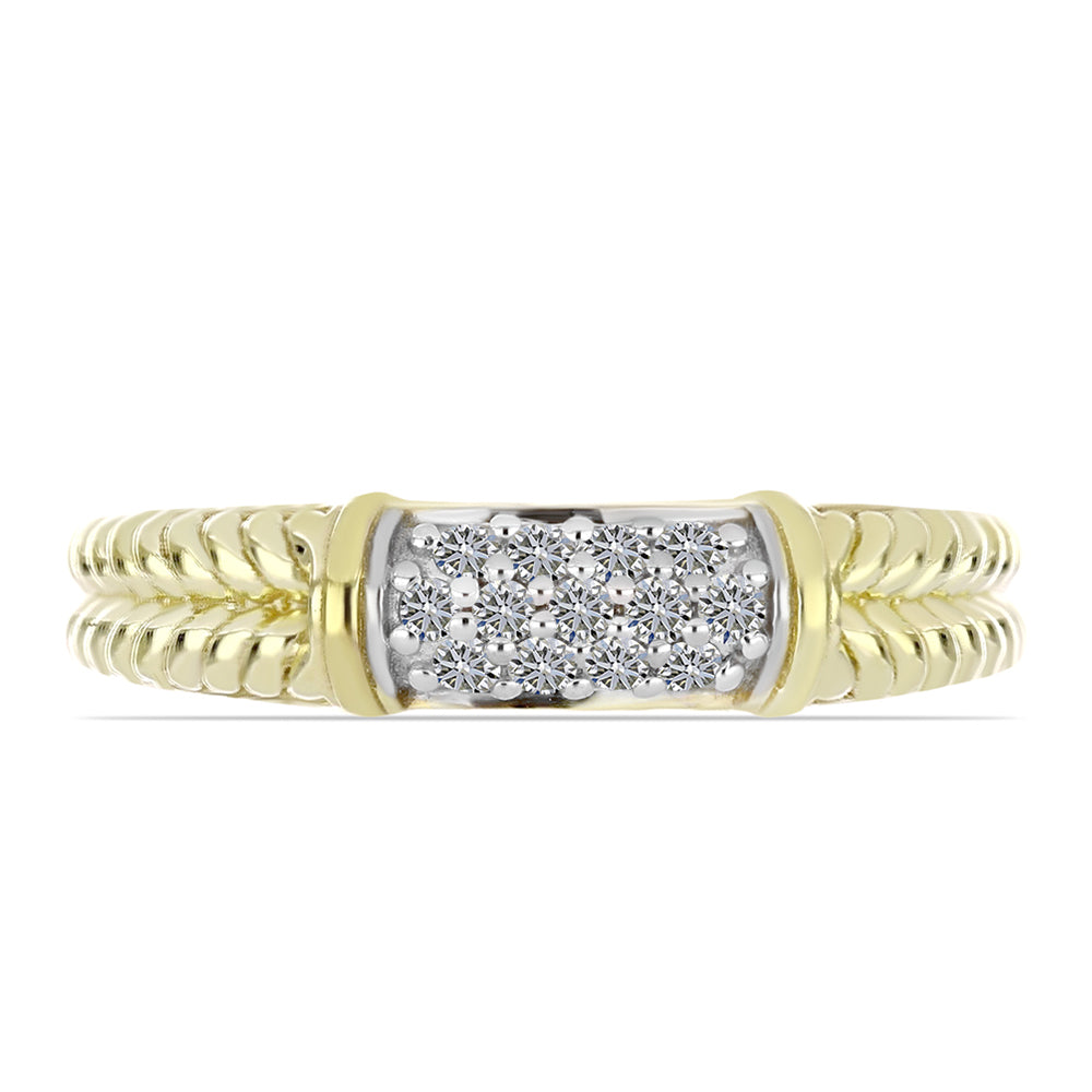 Pozlacené Stříbro 925/1000 - Prsten s Bílým Diamantem - Karátové číslo: 0.19. přibližná hmotnost: 2.88 gramů