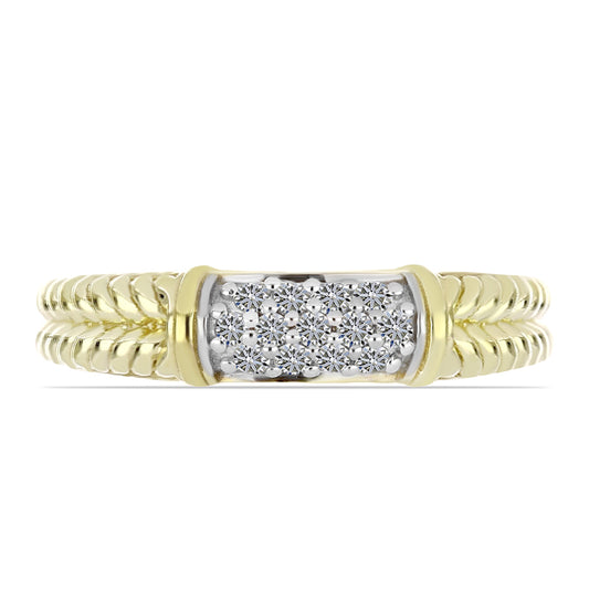 Pozlacené Stříbro 925/1000 - Prsten s Bílým Diamantem - Karátové číslo: 0.19. přibližná hmotnost: 2.88 gramů