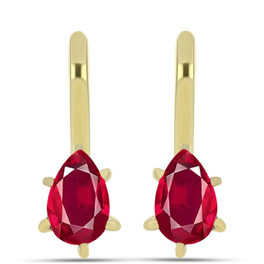 Pozlacené Stříbro 925/1000 - Náušnice s Madagaskarským Rubínem - Karátové číslo: 1.18. přibližná hmotnost: 2.48 gramů