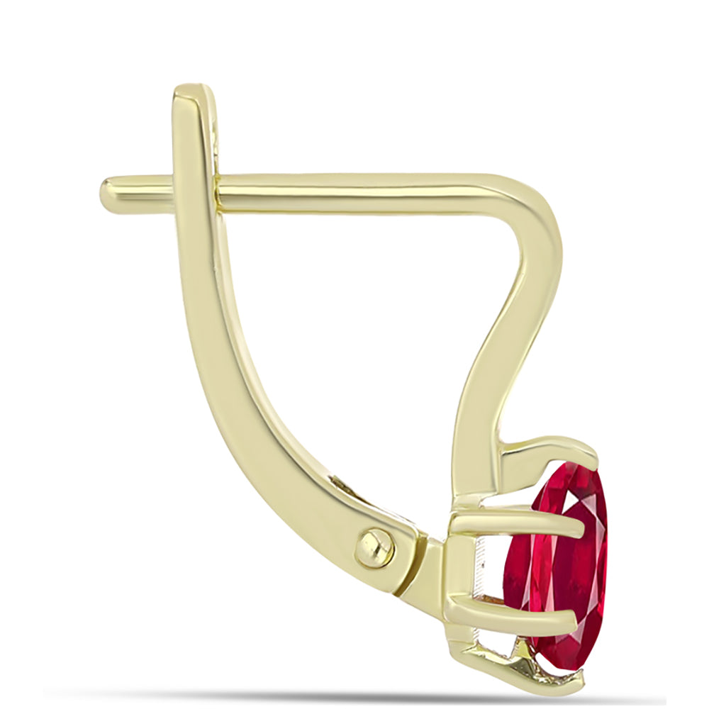 Pozlacené Stříbro 925/1000 - Náušnice s Madagaskarským Rubínem - Karátové číslo: 1.18. přibližná hmotnost: 2.48 gramů
