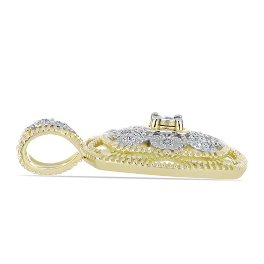 Pozlacené Stříbro 925/1000 - Přívěsek s Bílým Diamantem a Bílým Topazem - Karátové číslo: 0.16. přibližná hmotnost: 3.57 gramů