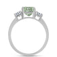 Stříbro 925/1000 - Prsten se Zeleným Ametystem a Bílým Topazem - Karátové číslo: 3.31. přibližná hmotnost: 3.29 gramů