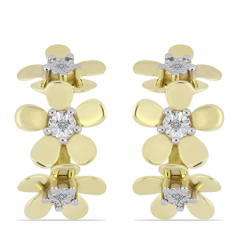 Pozlacené Stříbro 925/1000 - Náušnice s Bílým Diamantem - Karátové číslo: 0.03. přibližná hmotnost: 4.22 gramů 1 