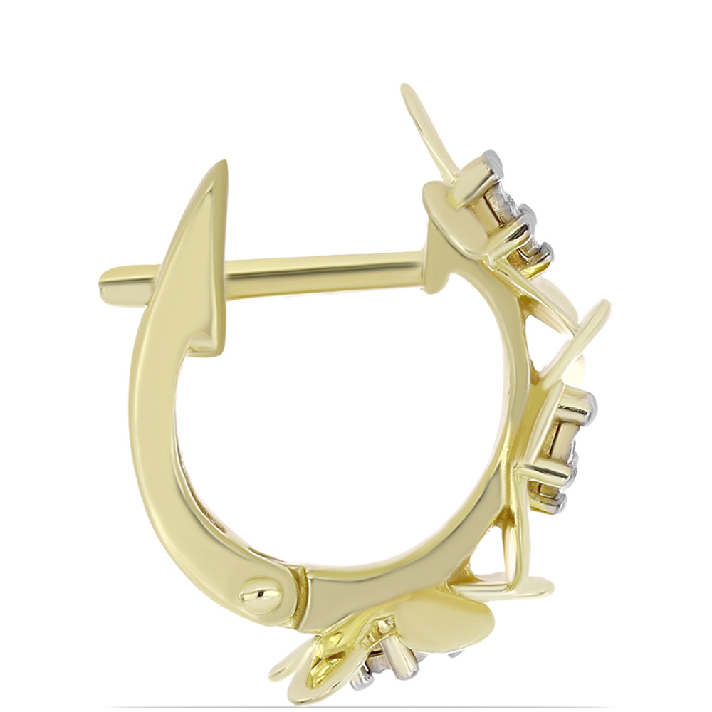 Pozlacené Stříbro 925/1000 - Náušnice s Bílým Diamantem - Karátové číslo: 0.03. přibližná hmotnost: 4.22 gramů 2 