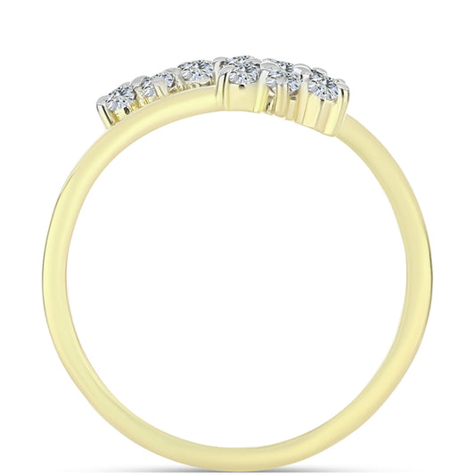 Pozlacené Stříbro 925/1000 - Prsten s Bílým Diamantem a Bílým Topazem - Karátové číslo: 0.46. přibližná hmotnost: 3.12 gramů