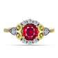 Pozlacené Stříbro 925/1000 - Prsten s Madagaskarským Rubínem a Bílým Topazem - Karátové číslo: 1.63. přibližná hmotnost: 2.74 gramů